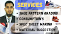 do professional shoe pattern grading and material consumption