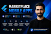 develop a flutter marketplace app for ios and android