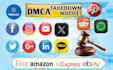 takedown remove delete fb tiktok reddit instagram  youtube etsy x under dmca