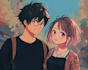 draw a couple illustration in anime style
