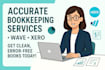 provide accurate bookkeeping services in wave, xero