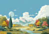 illustrate beautiful flat landscape illustration art