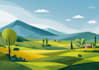 do a stunning flat landscape illustration in a modern style