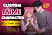 draw your custom anime character design, oc or illustration