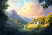 draw a fantasy landscape illustrations