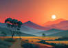 create flat landscape illustration of nature