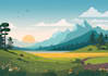 draw a flat landscape illustration
