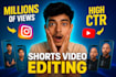 create youtube, instragram reels and tik tok video editing