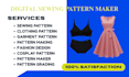 draft clothing sewing patterns, cosplay pattern grading digital pattern files