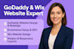 godaddy website design, redesign, godaddy ecommerce, godaddy airo with SEO, wix