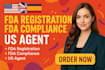 provide fda registration, US agent service, fda compliance