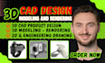 do 3d product modeling, 3d product rendering, 3d cad design and cad drawing