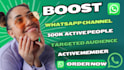promote your whatsapp channel and boost your followers to 500 active people