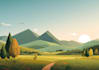 create a beautiful flat landscape illustration