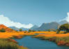 illustrate beautiful flat landscape illustration art