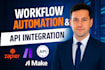 create workflow automation and API integration using zapier make python or ai