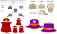 do hat and cap tech pack, bucket hat, trucker, dad cap with flat sketch design