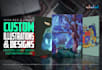 hand draw custom illustrations, 2d props, art and icons