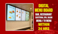 design digital menu board TV menu for restaurant led menu
