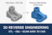 do 3d reverse engineering from scan data, stl, obj to precise cad models
