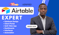 set up airtable database airtable CRM base automation formula rollup field softr