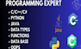 code in cpp, csharp, java, python, dsa, dotnet, sql and database