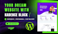 design wordpress website using kadence blocks, kadence, kadence pro