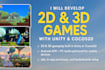 create 2d, 3d game dev, video games, using cocos2d or unity for mobile and PC