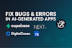 fix bugs, debug ai generated code, solve problems in next js, react, node js, db