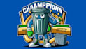 design champion trash can mascot logo with satisfaction guaranteed
