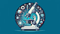 design microscope science isolated logo bonus free editible file