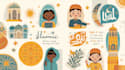 do islamic muslim illustration, flat islamic graphic for