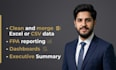 clean, merge excel or CSV data, build fpa reporting, dashboards, insights