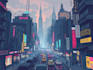 make cyberpunk city illustrations