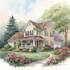 watercolor paint a house portrait
