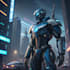 custom futuristic mecha robot character art