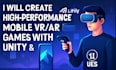 develop mobile VR and ar games using unity or unreal engine 5