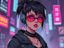 illustrate you as a cyberpunk style character