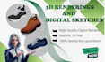 create footwear digital sketches and shoe design renderings