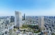 buildup mixed use urban development, skyscraper exterior, cgi render, multi zone