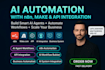 create n8n ai workflow automation,  ai video automation, make com and n8n ai