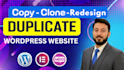 clone, copy or convert wix, squarespace, webflow to wordpress website