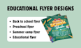 design back to school, preschool, summer camp, education flyers, banners