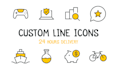 design custom minimalist line icons for website and app