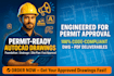 design permit ready autocad drawing, site plan, foundation and drainage plan