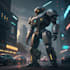 custom futuristic mecha robot character art
