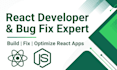 develop react web app, fix bugs, fix issues quickly