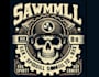 create retro custom skull sawmill logo