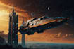 illustrate a spaceship, sci fi illustration