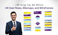 design app and website UX user flows, visual sitemaps, and wireframes